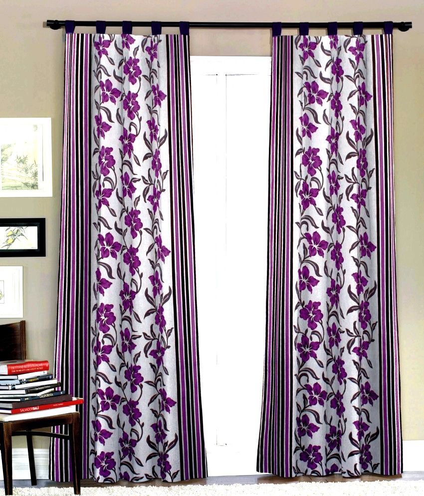 35% OFF on Fabutex Blends Purple Floral Eyelet Curtain