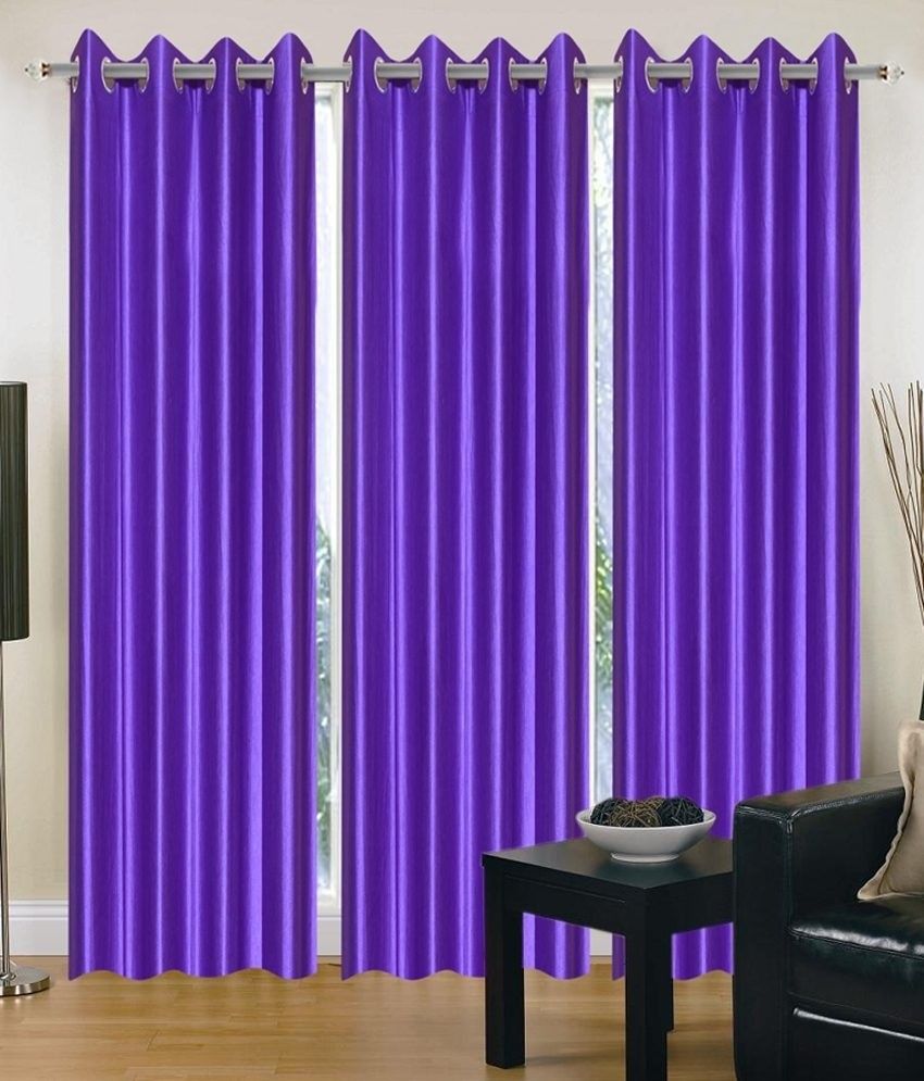 68% OFF on Hargunz Polycotton Purple Solid Eyelet Curtain