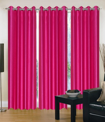 60% OFF on Hargunz Polycotton Pink Solid Eyelet Curtain