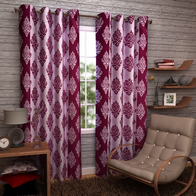 50% OFF on Enfin Homes Polyester Maroon Damask Tab Top Curtain