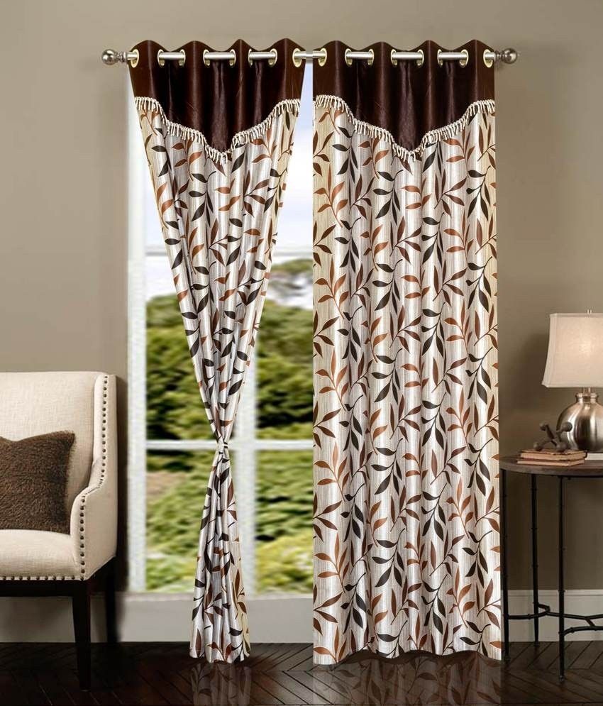 62% OFF on Shopgrab Polyester Brown, Beige Printed Eyelet Curtain