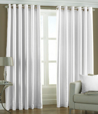66% OFF on HomeZaara Polyester White Solid Eyelet Curtain