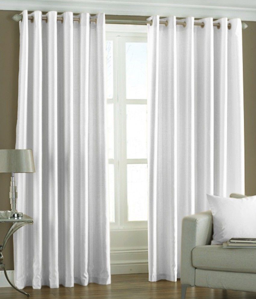 66% OFF on HomeZaara Polyester White Solid Eyelet Curtain