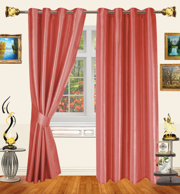 68% OFF on Decor Bazaar Polyester Peach Abstract Eyelet Curtain