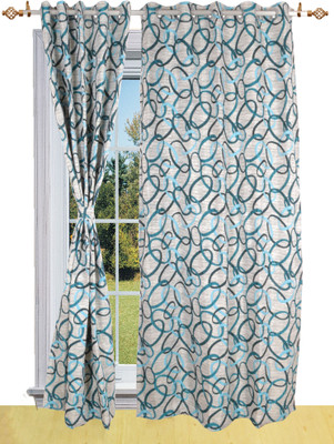 Shandar Blue Solid Eyelet Curtain