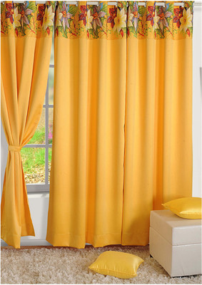 14% OFF on Swayam Silk Yellow, Red Floral Eyelet Curtain