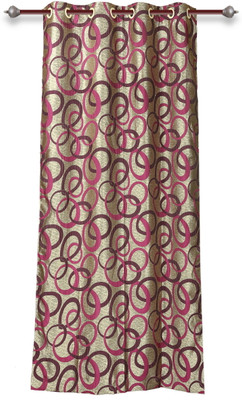 25% OFF on Mahamantra Polyester Pink Geometric Eyelet Curtain