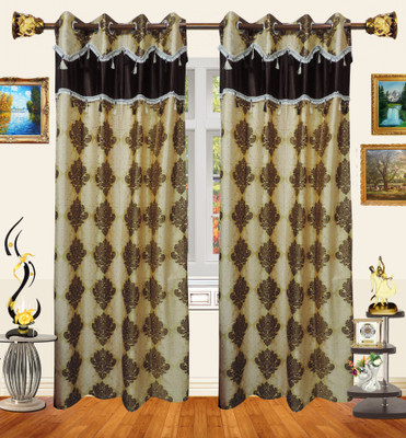 46% OFF on Decor Bazaar Polyester Brown Geometric Eyelet Curtain