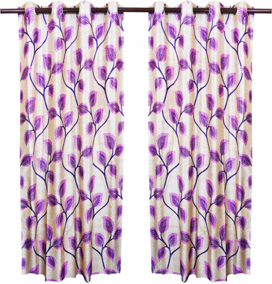 68% OFF on Zikrak Exim Polyester Purple Floral Eyelet Curtain