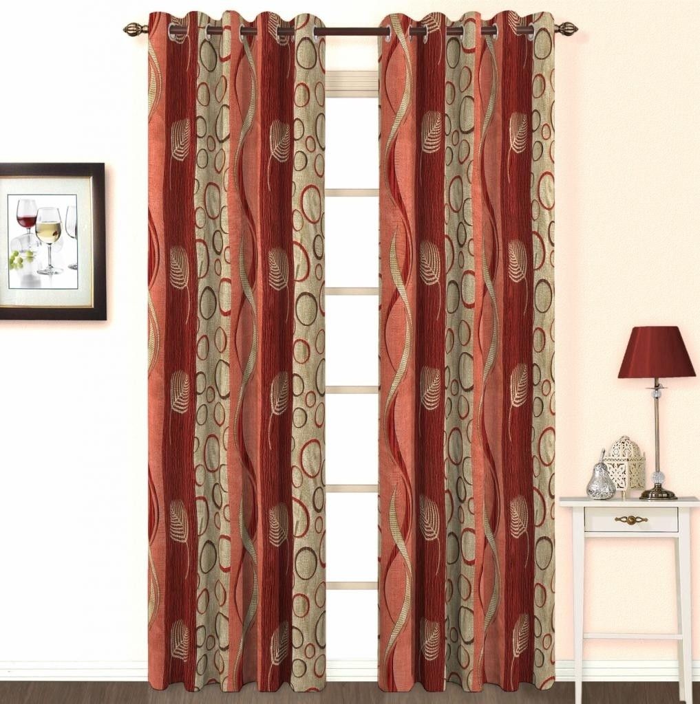 Skipper Polyester, Viscose Red Floral Eyelet Curtain