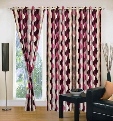 40% OFF on FabBig Polyester Pink Printed Eyelet Curtain