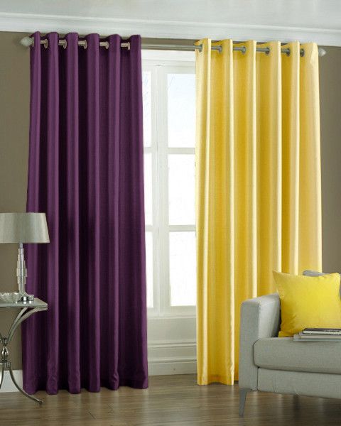 33% OFF on Pindia Polyester Purple, Yellow Solid Eyelet Curtain 33% OFF on Pindia Polyester Purple, Yellow Solid Eyelet Curtain