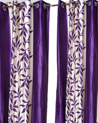 61% OFF on Madhav Product Polyester Purple Floral Eyelet Curtain