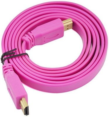 Microware HDMI Male To HDMI Male 1.4 V Flat Color 2 Meter HDMI Cable (Pink) - ACCE5Y76XR69P2K5