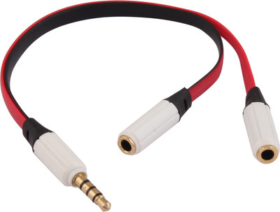25% OFF on eGizmos Gold Plated Flat Audio Split Cable For 3.5mm Jack Earphone For Apple ipod iPhone Mobile Pc Mp3 Laptop Headphone Splitter White