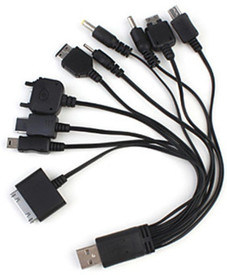 Silco 10-in-1 USB Lead For Sony Ericssion, LG, Nokia, BlackBerry, HTC, IPhone Data_cable - Black