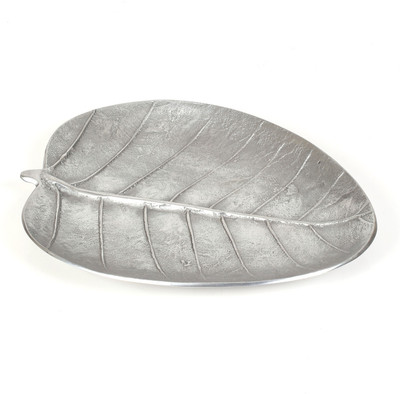 Cherrytin Textured Large Leaf Aluminium Decorative Platter Silver Cherrytin Textured Large Leaf Aluminium Decorative Platter Silver