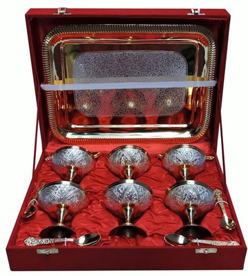 33% OFF on Royal Touch Brass Decorative Platter Silver, Gold, Pack of 13