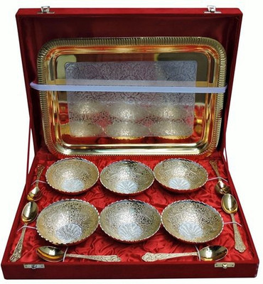 33% OFF on Royal Touch Brass Decorative Platter Silver, Gold, Pack of 13