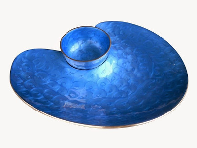 37% OFF on Fab Exim Aluminium Decorative Platter Blue, Silver