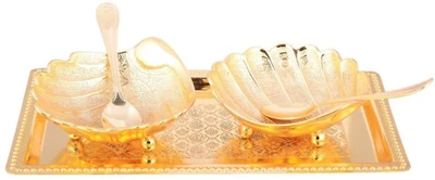 29% OFF on Sheela's Arts & Crafts Gold Plated Decorative Platter Gold, Pack of 5