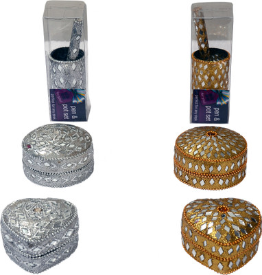 30% OFF on Aadyahome Cast Iron Decorative Platter Silver, Gold, Pack of 6