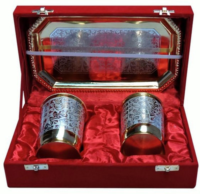 33% OFF on Royal Touch Brass Decorative Platter Silver, Gold, Pack of 3