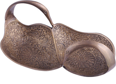 70% OFF on Sutra Decor Brass Gandola Dry Fruit Tray with Handle Brass Decorative Platter Gold