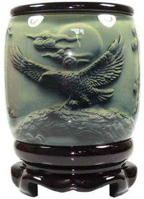 45% OFF on Gooddeals Flying Eagle 1 Compartments PU Resin Pen Holder