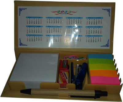 Ek Retail Shop Memo Pad-2 5 Compartments Card Board Desk Organizer (Beige)