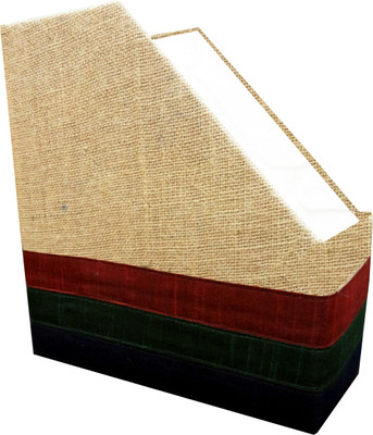 Indha Craft IC Recycled Paper 1 Compartments Card Board, Jute Magazine Holder - Multicolor
