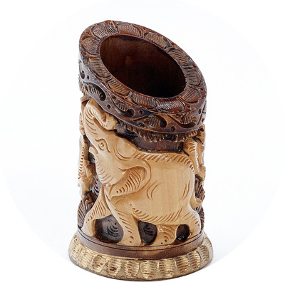Aapno Rajasthan 1 Compartments Wood Pen Stand Aapno Rajasthan 1 Compartments Wood Pen Stand