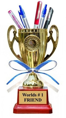 7% OFF on Everyday Gifts Trophy 1 Compartments Gold plated plastic Pen Stand