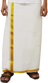 53% OFF on Vair 1.5 inch Gold Zari border Solid Men's Dhoti 53% OFF on Vair 1.5 inch Gold Zari border Solid Men's Dhoti