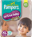 Pampers Active Baby Diapers Taped E Size (Extra Large) 32 Pads - 32 Pieces