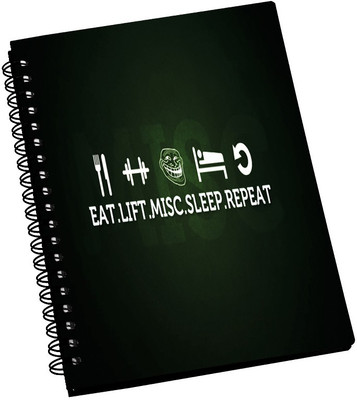 74% OFF on AMY Abstract Eat Life Misc Sleep Repeat Quote A5 Notebook Spiral Bound