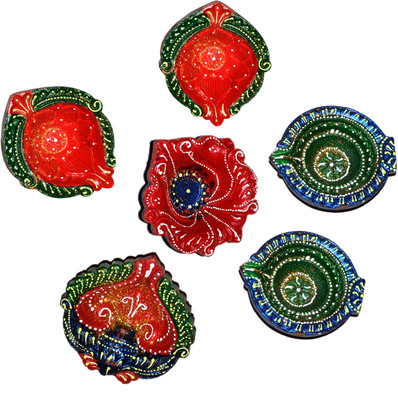 59% OFF on Dakshcraft Multiolored Glittery Decorative Diwali Terracotta Table Diya Set 59% OFF on Dakshcraft Multiolored Glittery Decorative Diwali Terracotta Table Diya Set