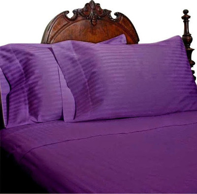 25% OFF on Amrich Cotton Striped Queen Fitted Bedsheet