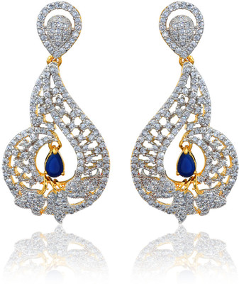 62% OFF on Dhruvi Creation By Zaveri Pearls 22K Yellow Gold, Rhodium Plated K Cubic Zirconia Brass Drop Earring