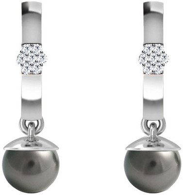 40% OFF on JacknJewel Black Pearl Hanging 18K White Gold Plated 18 K Pearl Gold Drop Earring