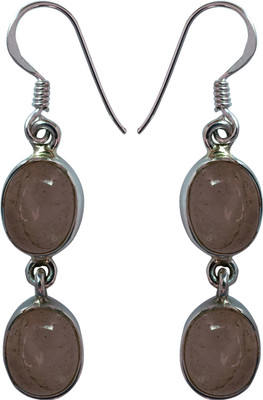 15% OFF on Exotic India Rose Quartz Sterling Silver Dangle Earring