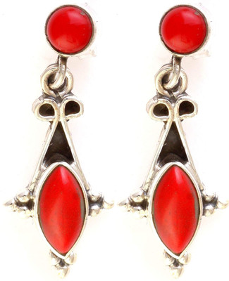15% OFF on Exotic India Redstone Agate Sterling Silver Drop Earring