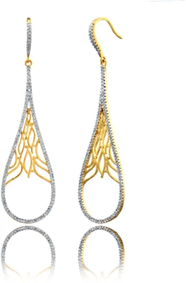 62% OFF on Dhruvi Creation By Zaveri Pearls 22K Yellow Gold, Rhodium Plated K Cubic Zirconia Brass Drop Earring