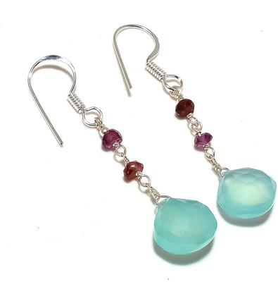 38% OFF on Kirti Gems Chalcedony, Garnet Sterling Silver Dangle Earring