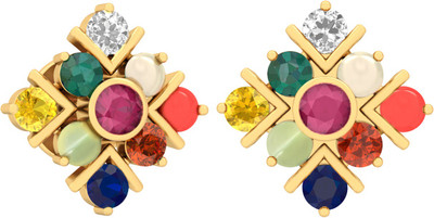WearYourShine by PCJ The Sanmani 18 K Diamond, Ruby, Emerald, Sapphire, Coral, Garnet, Cat's Eye Gold Stud Earring