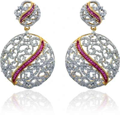 62% OFF on Dhruvi Creation By Zaveri Pearls 22K Yellow Gold, Rhodium Plated K Cubic Zirconia Brass Drop Earring