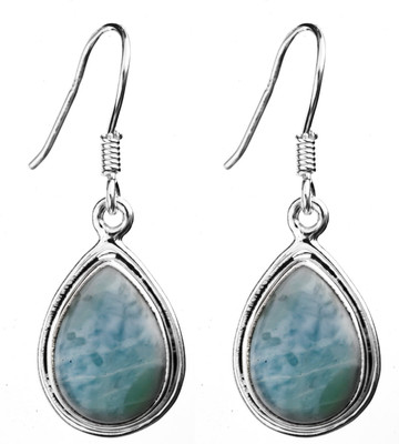 16% OFF on Exotic India Larimar Pear Sterling Silver Dangle Earring