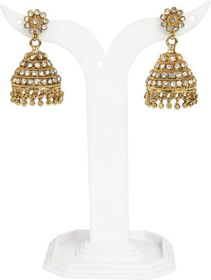 Silver Queen Jewellery Yellow Gold Plated Cubic Zirconia Brass Jhumki Earring