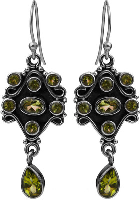 15% OFF on Exotic India Faceted Peridot Sterling Silver Dangle Earring