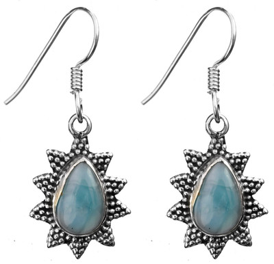 15% OFF on Exotic India Larimar Star Sterling Silver Dangle Earring